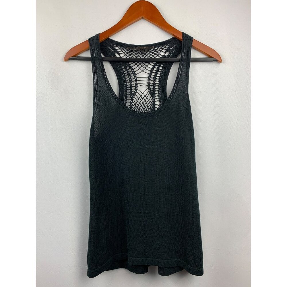 Black Crochet Back Tank Top - Women